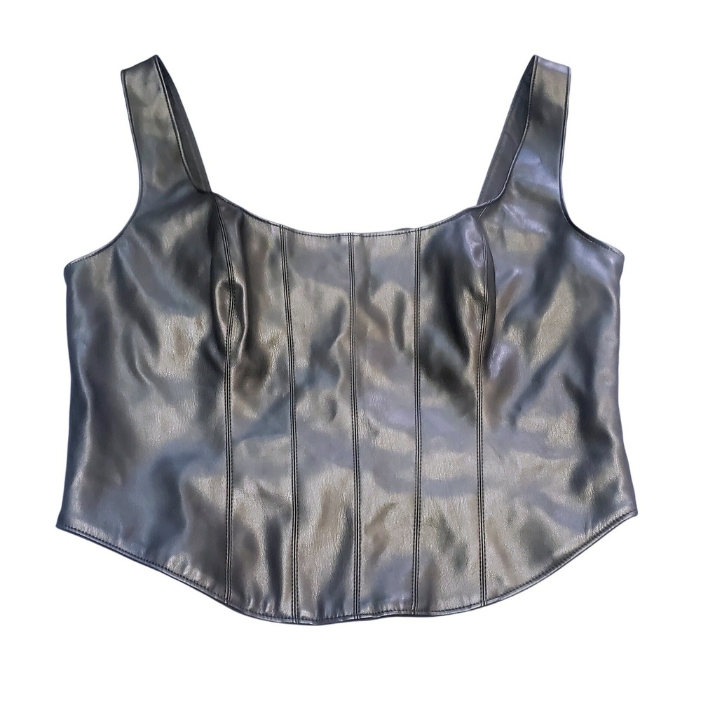 Abercrombie & Fitch Black Vegan Leather Corset Top Size M Medium Y2K Festival